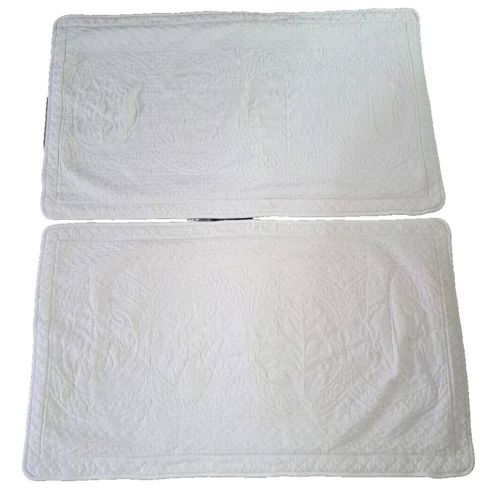 Williamsburg King Pillow Shams 2 Royal Heritage Home Textured White Portugal